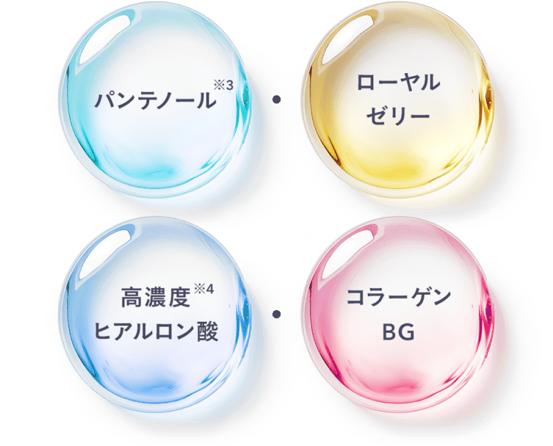 パンテノール※3・ローヤルゼリー・高濃度※4ヒアルロン酸・コラーゲンGL